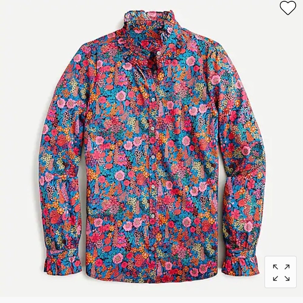 J. Crew Classic-fit boy shirt with ruffle collar on n Liberty Ciara print